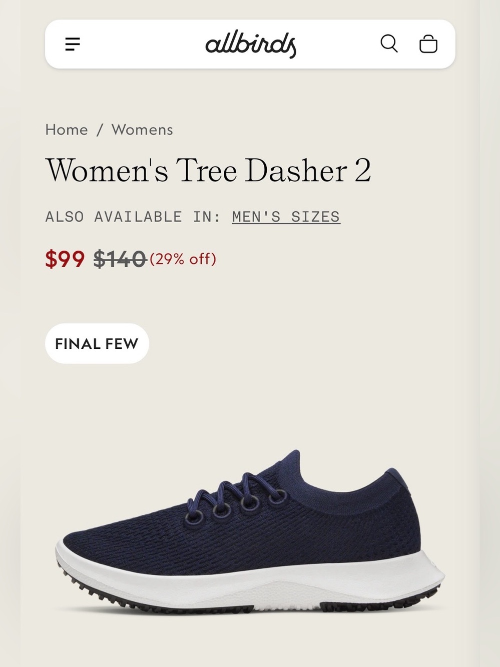 NEW ALLBIRDS TREE DASHER 2 RUNNING SHOE DEEP NAVY/BASIN PINK WOMENS SIZE 6.5 - Picture 12 of 12